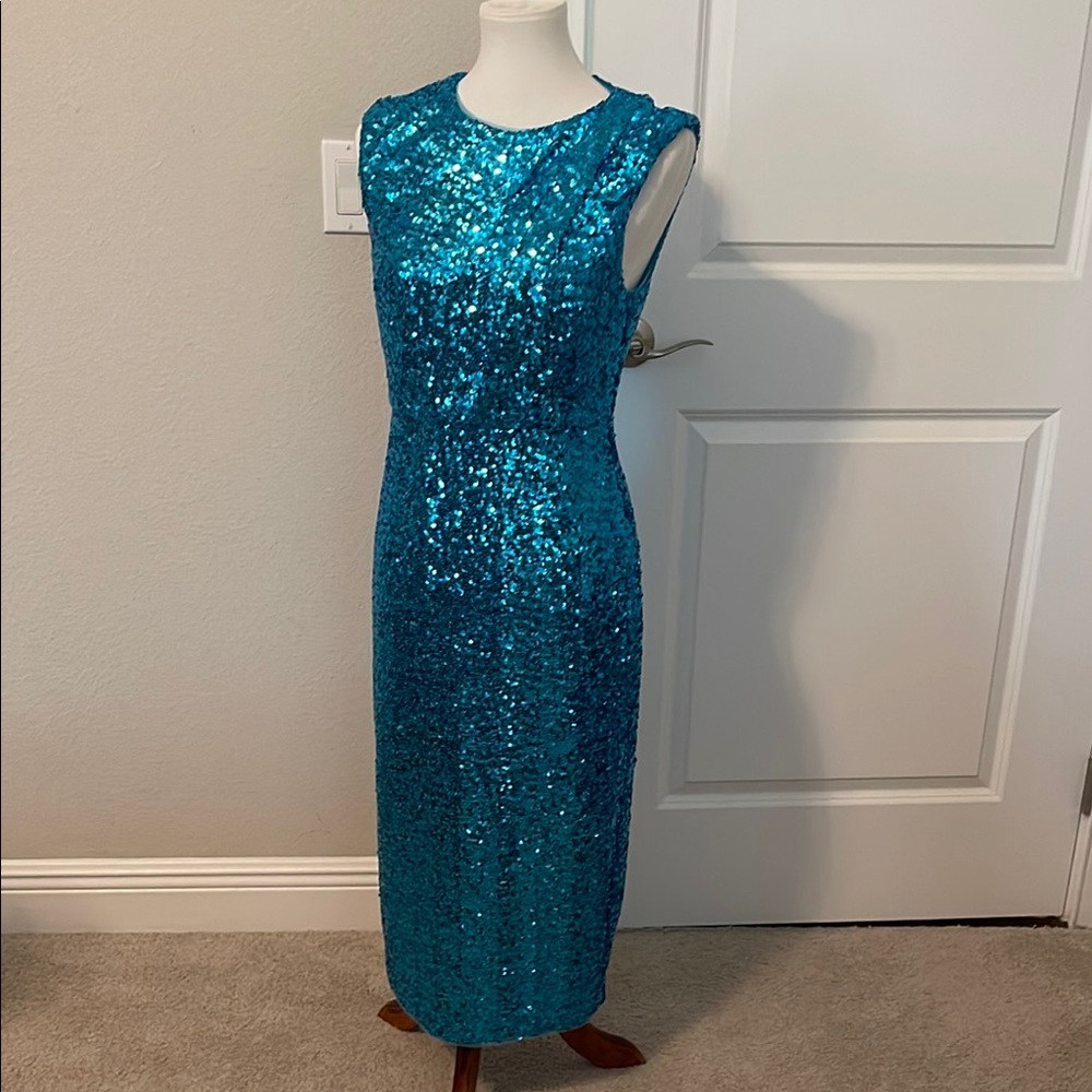 Elegant Teal Sequin Dress
